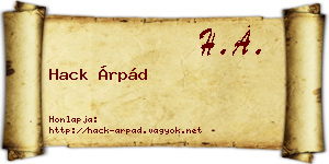 Hack Árpád névjegykártya